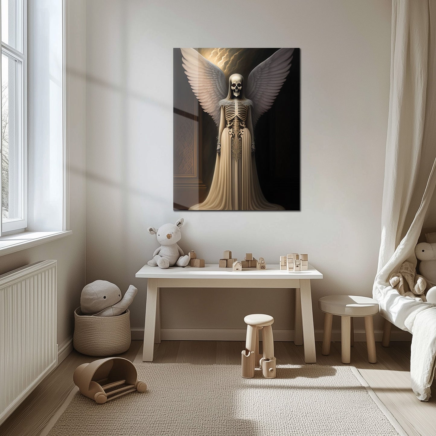 Dark Angel Skeleton – Gothic Winged Figure UV Glass Wall Art - KAFCD100