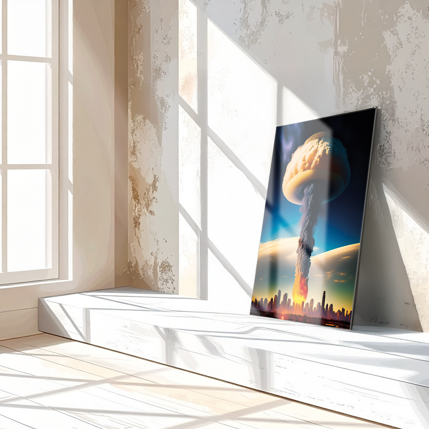 Apocalyptic Explosion – Futuristic City Blast UV Glass Wall Art- KAFCD101