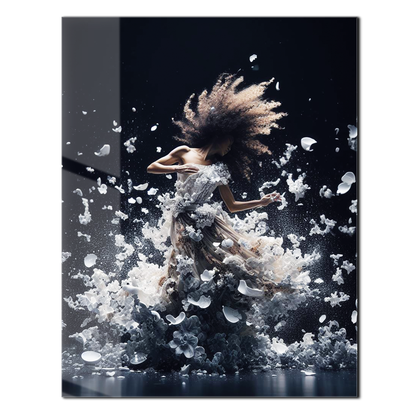 Elegant Floral Dance Explosion – UV Printed Glass Wall Art - KAFCD103