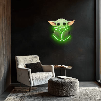 Yoda Neon Sign, Uv Print Neon, Start Wars Wall Decor, Yoda Uv Print Neon Sign