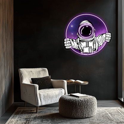 Astranaut Neon Sign, Uv Print Neon, Astranaut Wall Decor, Uv Print Neon Sign