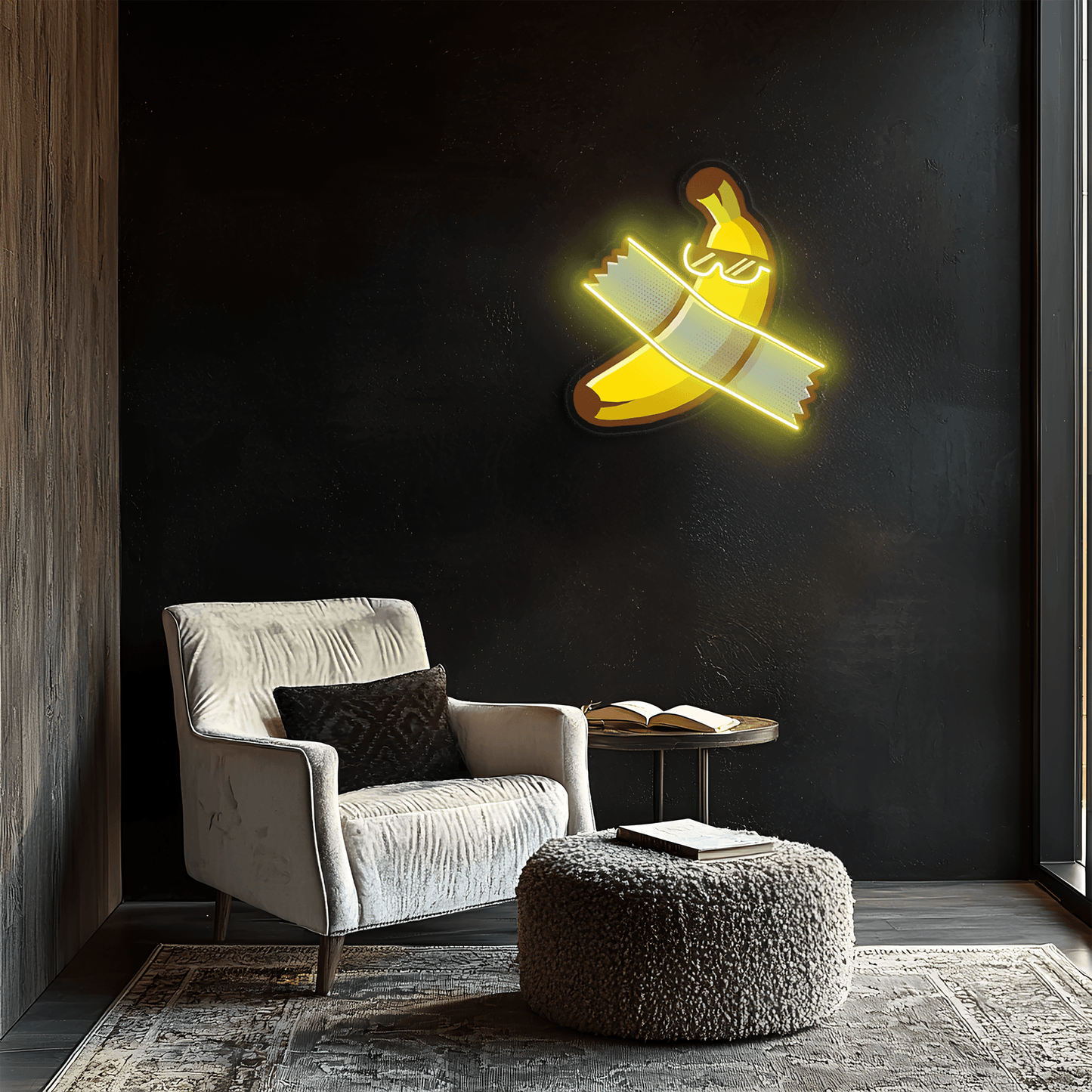 Tape Banana Table Neon Sign, Uv Print Neon, Banana Uv Print Neon Sign, Neon Light