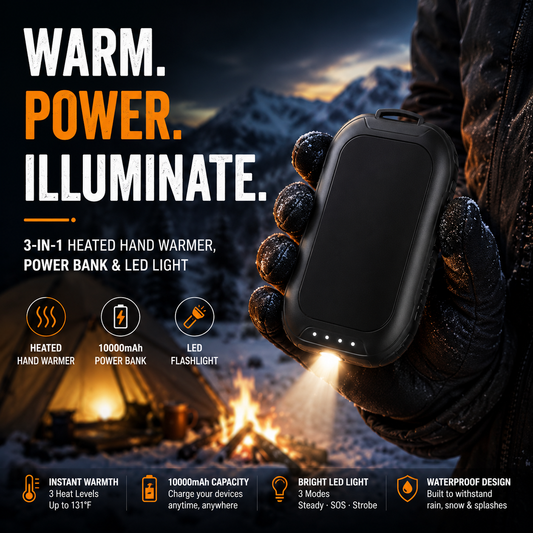 LITEGUEST 3-in-1 Heated Hand Warmer – Power Bank & LED Light