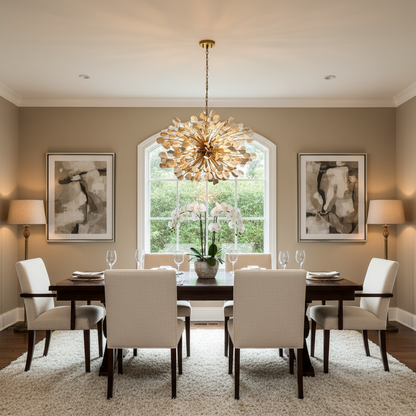Modern Ceramic Leaf Chandelier Brass