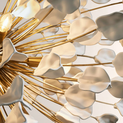 Modern Ceramic Leaf Chandelier Brass