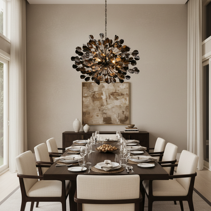 Modern Ceramic Leaf Chandelier Brass