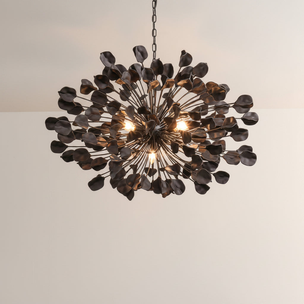 Modern Ceramic Leaf Chandelier Brass