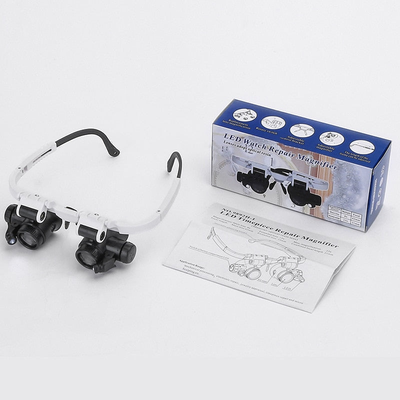 LED Magnifying Glasses 8X 15X 23X Adjustable Headband Magnifier