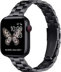 Classic Stainless Steel Metal Slim Band for Apple Watch, Black