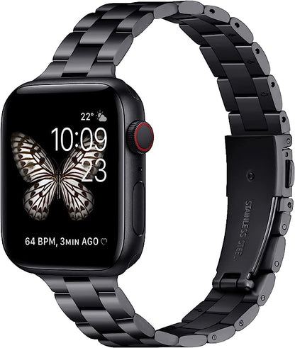 Classic Stainless Steel Metal Slim Band for Apple Watch, Black