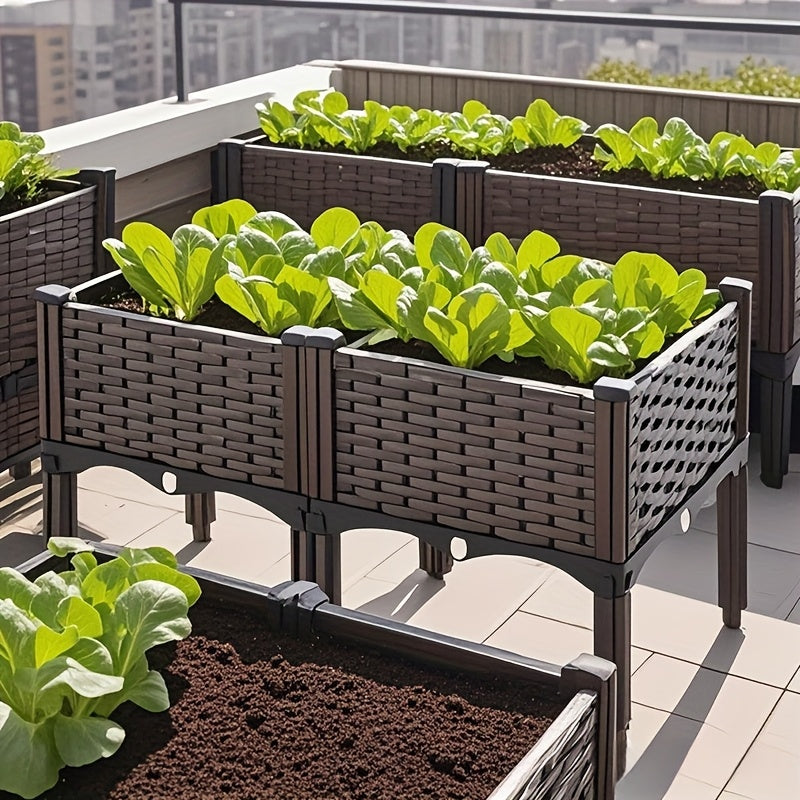 Jardinière surélevée avec drainage pour balcon extérieur, légumes et fleurs