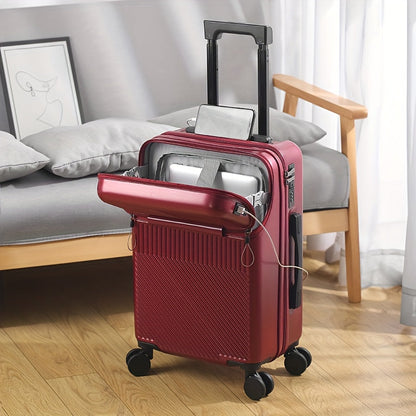 Carry On Luggage Hard Shell Spinner Suitcase USB TSA Lock Front Pocket Travel Bag