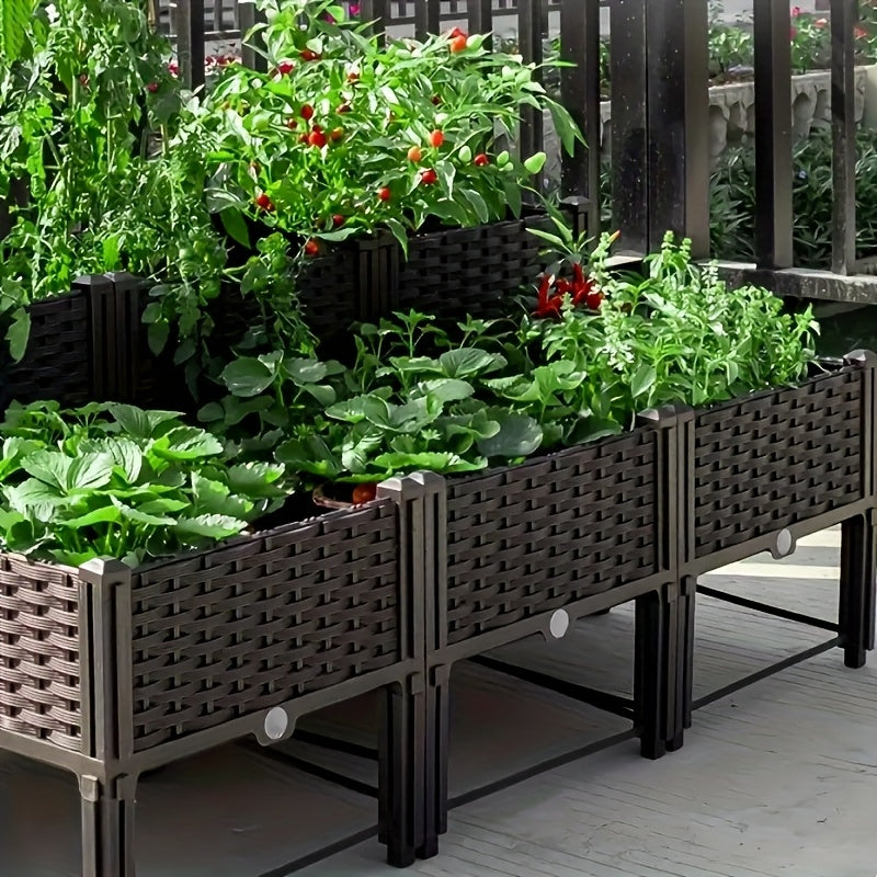 Jardinière surélevée avec drainage pour balcon extérieur, légumes et fleurs