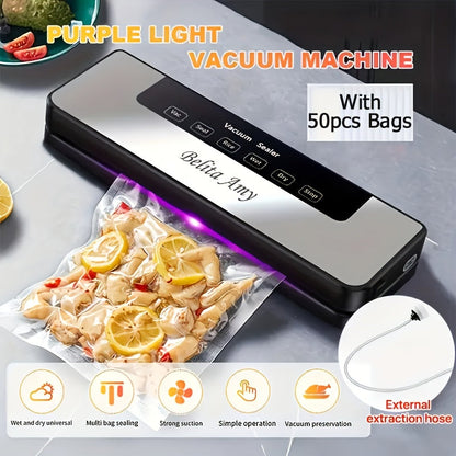 Machine sous vide 65Kpa, scelleuse alimentaire, automatique, fonction humide et sèche, avec 50 sacs, usage commercial