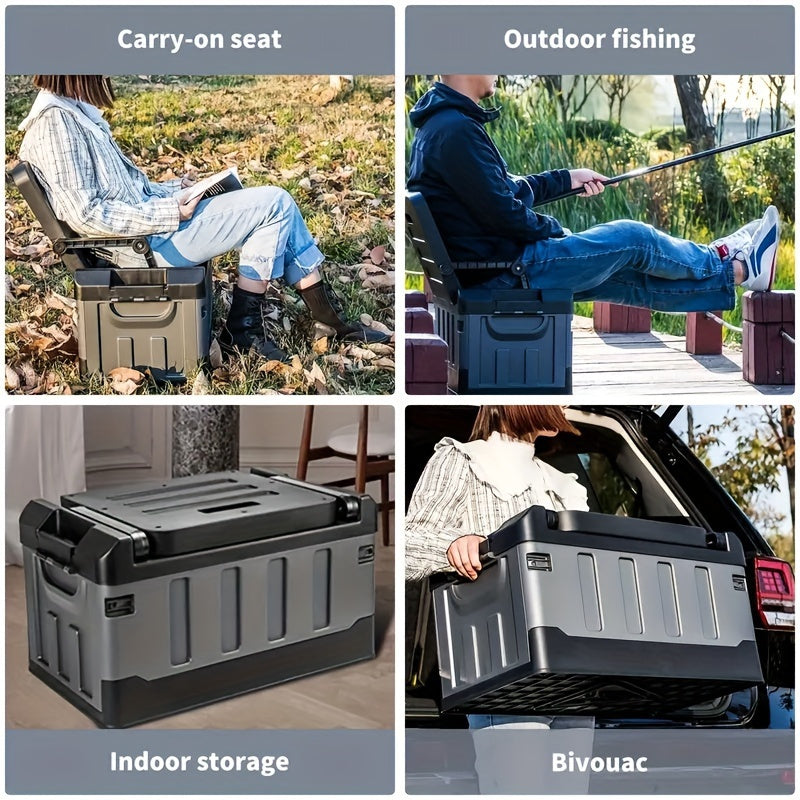 Foldable Camping Stool with Backrest & Storage Bag Portable Fishing Seat Outdoor Chair