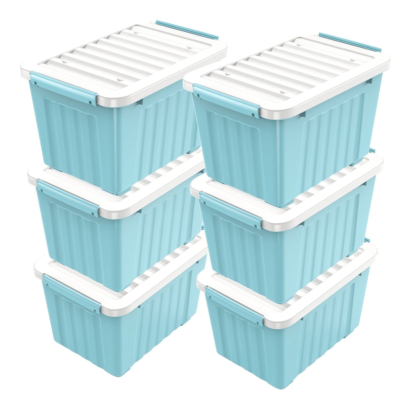 72/97QT Storage Box with Wheels & Lid – Stackable Heavy Duty Organizer 4-6-Pack