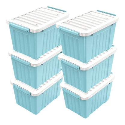 72/97QT Storage Box with Wheels & Lid – Stackable Heavy Duty Organizer 4-6-Pack