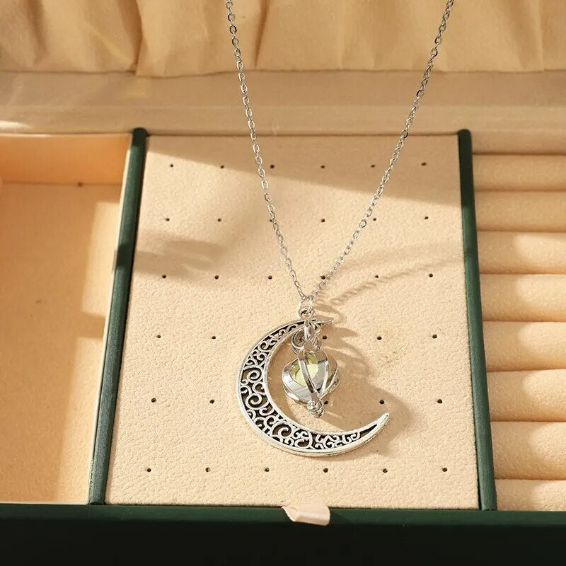 Moonstone Pendant Necklace Stainless Steel Moonstone Jewelry Women Gift