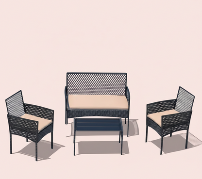 4Pcs Outdoor Patio Furniture Set – Rattan Wicker Sofa - Multiple Styles