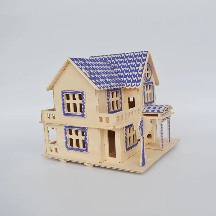 Puzzle 3D en bois - Modèle de maison (Villa Égéenne)