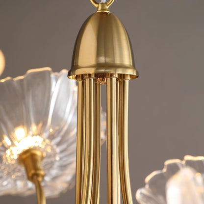 Murano Glass Flowers Chandelier Frosted Leaf Ceiling Light