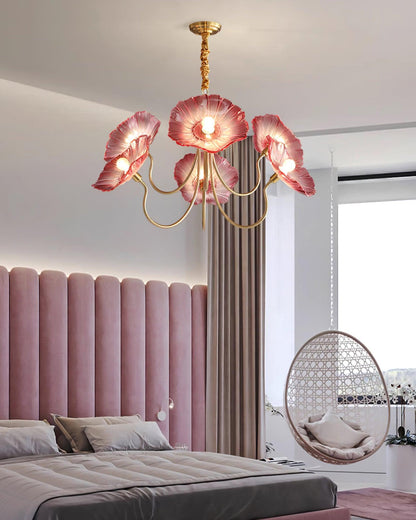 Murano Glass Flowers Chandelier Frosted Leaf Ceiling Light