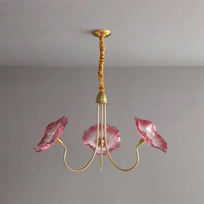 Murano Glass Flowers Chandelier Frosted Leaf Ceiling Light
