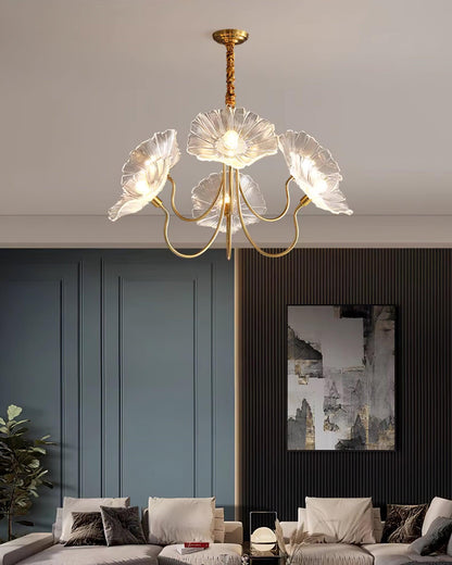 Murano Glass Flowers Chandelier Frosted Leaf Ceiling Light
