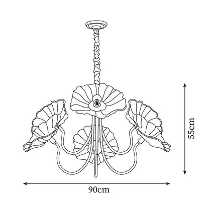 Murano Glass Flowers Chandelier Frosted Leaf Ceiling Light