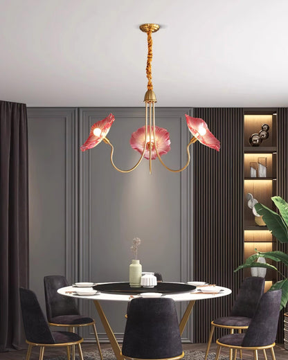 Murano Glass Flowers Chandelier Frosted Leaf Ceiling Light