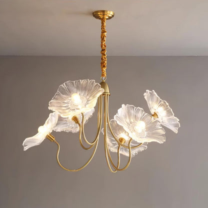 Murano Glass Flowers Chandelier Frosted Leaf Ceiling Light