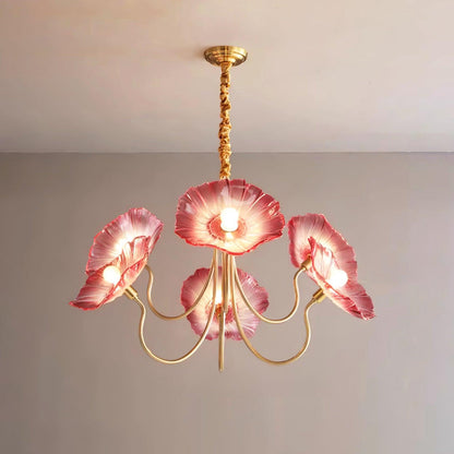 Murano Glass Flowers Chandelier Frosted Leaf Ceiling Light