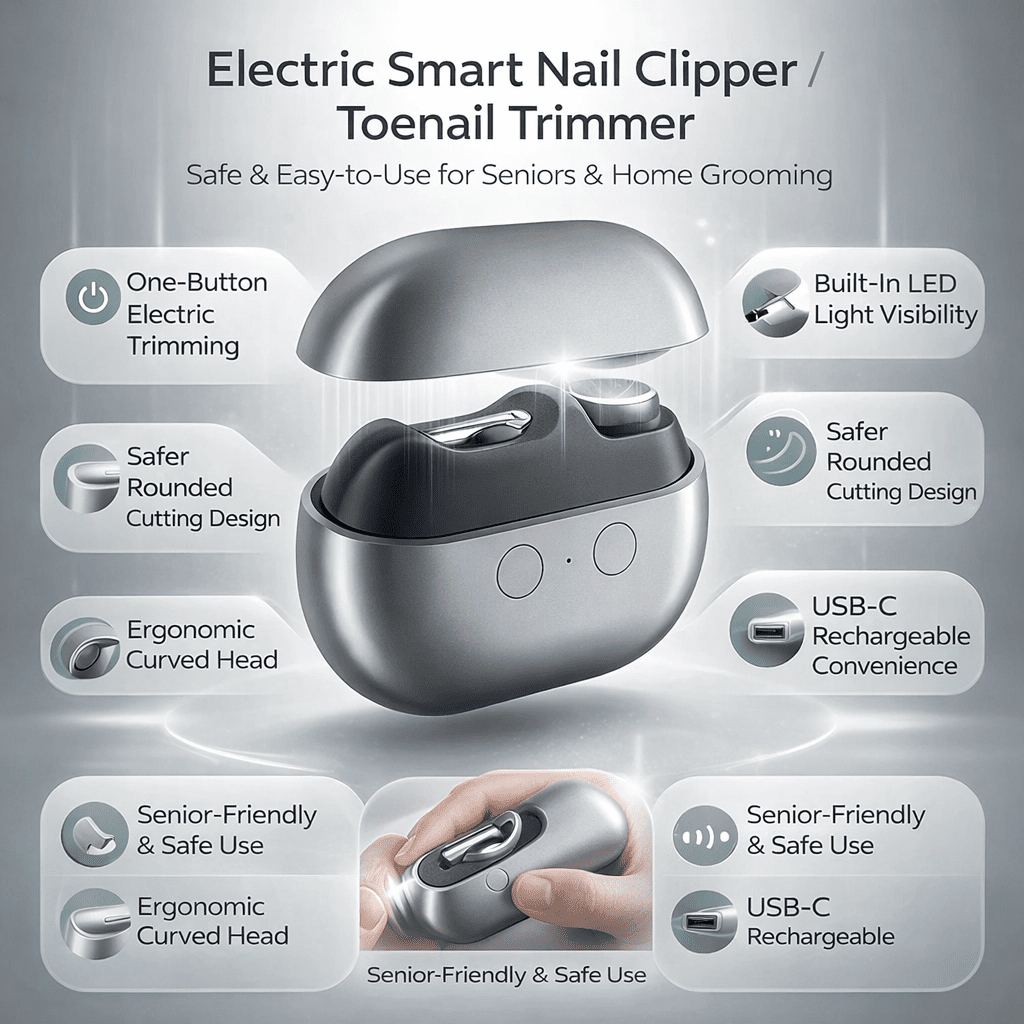 Electric Nail Clipper with LED Light USB-C Rechargeable