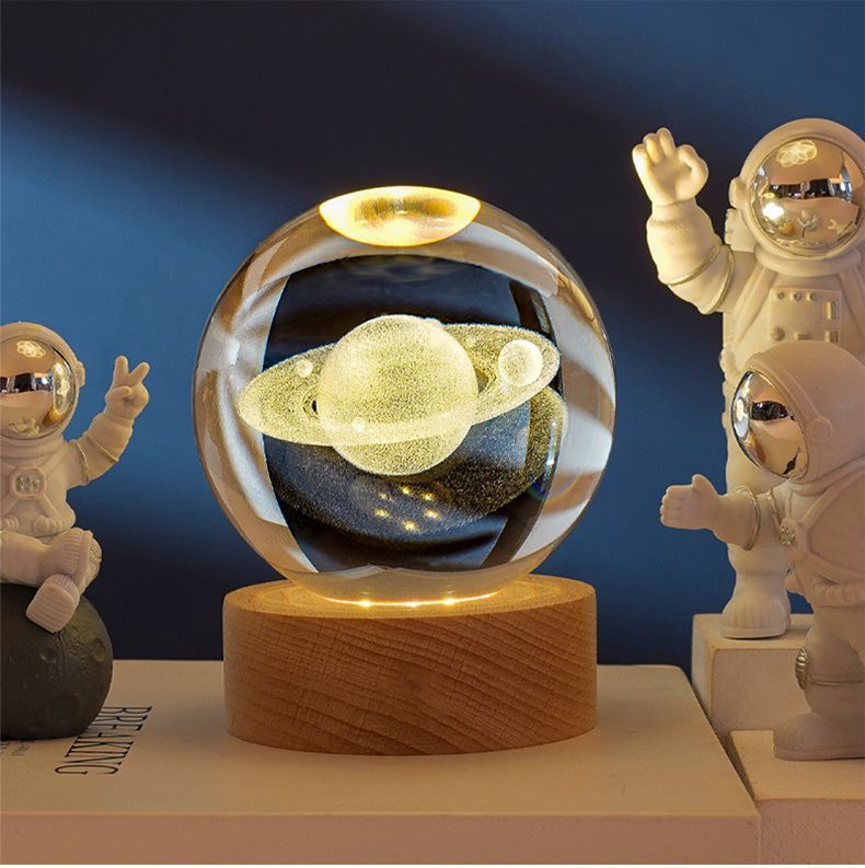 Crystal Ball Night Light USB Laser Engraved LED Lamp Gift for Bedroom Decor