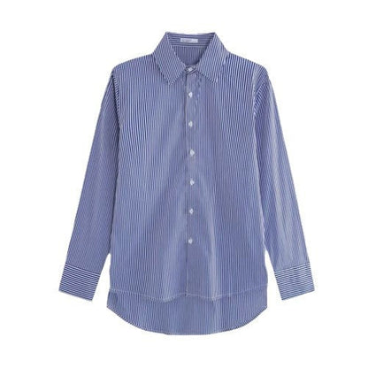 Blue Professional Striped Shirt For Women