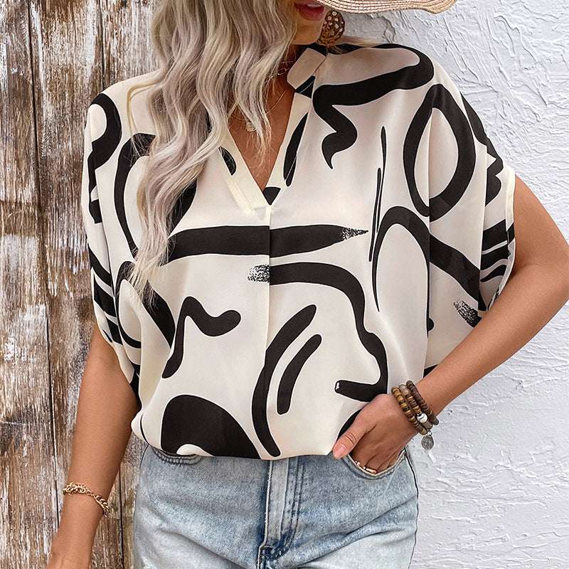 Summer Loose Printed Shirt For Women
