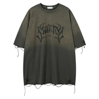 Retro Tattered Jeans Summer Loose Personality Half Sleeve