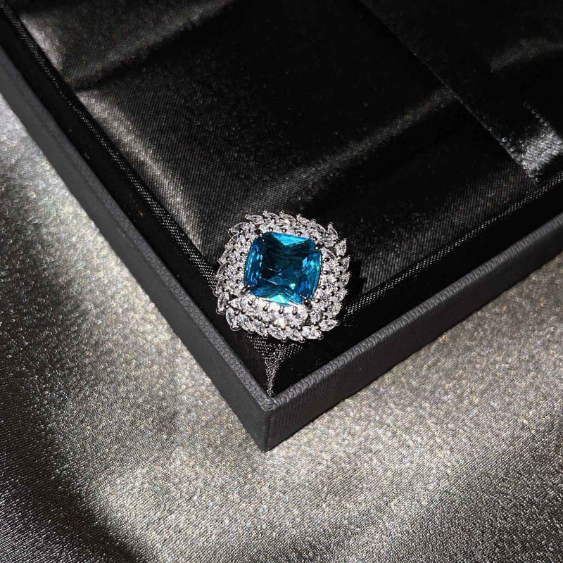 925 Silver Jewelry Colored Gems Suit Ear Stud Pendant Ring For Women