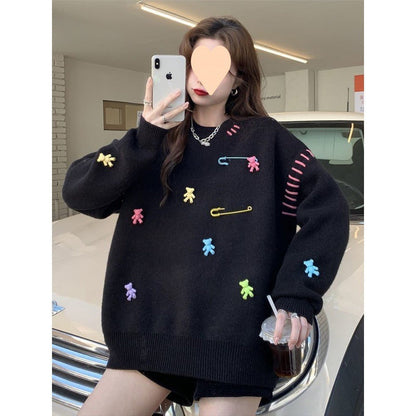 Loose And Lazy Style Pullover Women's Design Sweater Top