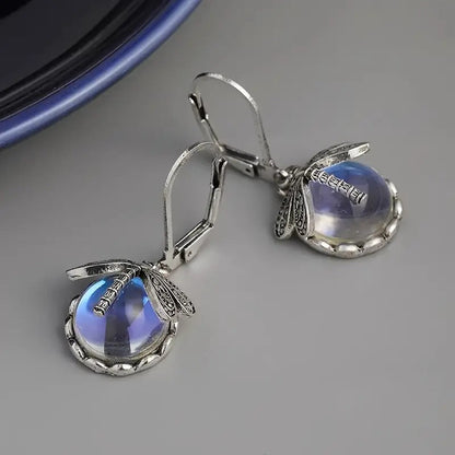 Retro Compact Dragonfly Pattern Earrings