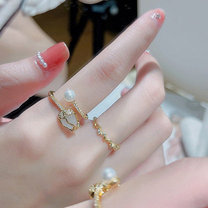 Tulip Bud Pearl Ring Female Fashion Minority Design