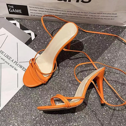 High Heel Sandals Women's Round Toe Strap Stiletto Heel