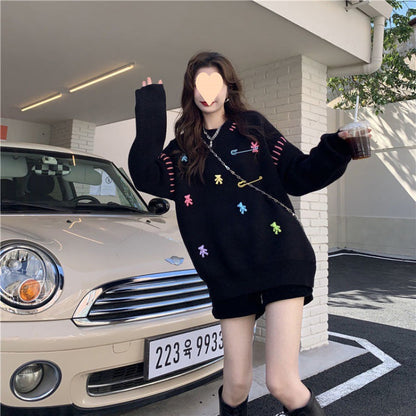 Loose And Lazy Style Pullover Women's Design Sweater Top