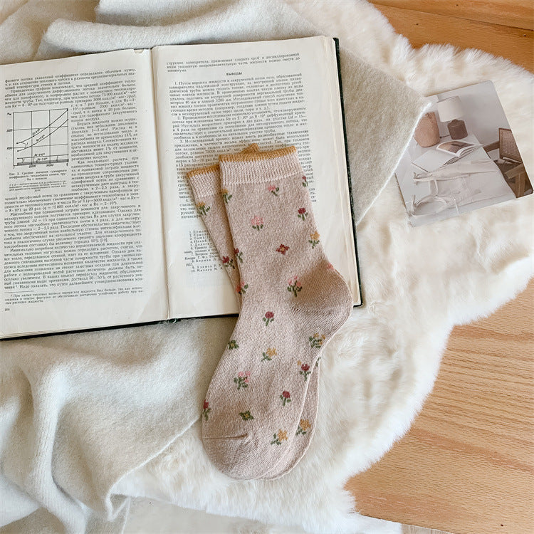 Chaussettes épaisses en laine pour femme – Série jaune en cachemire