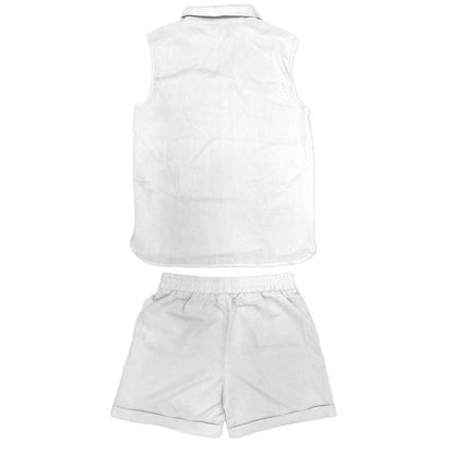 Men's Casual Stand Collar Cardigan Vest Cotton And Linen Style Suit