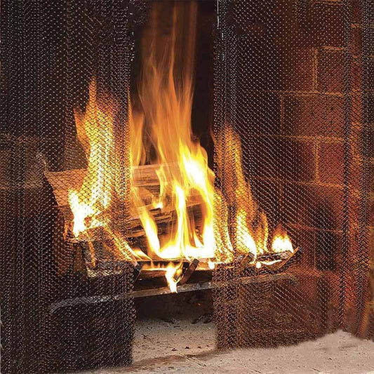 Fireplace Mesh Curtain Screen Set (2 Panels)