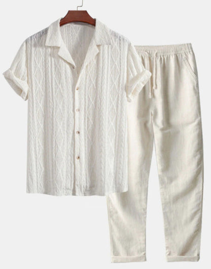 Lapel Casual Short-sleeved Shirt Digital Printing Comfortable Trousers Suit