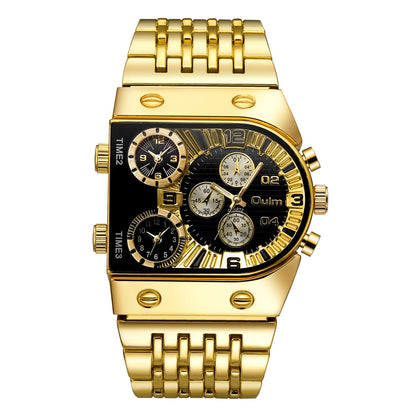 Multi-time Zone Large Dial Luminous Men's Watch