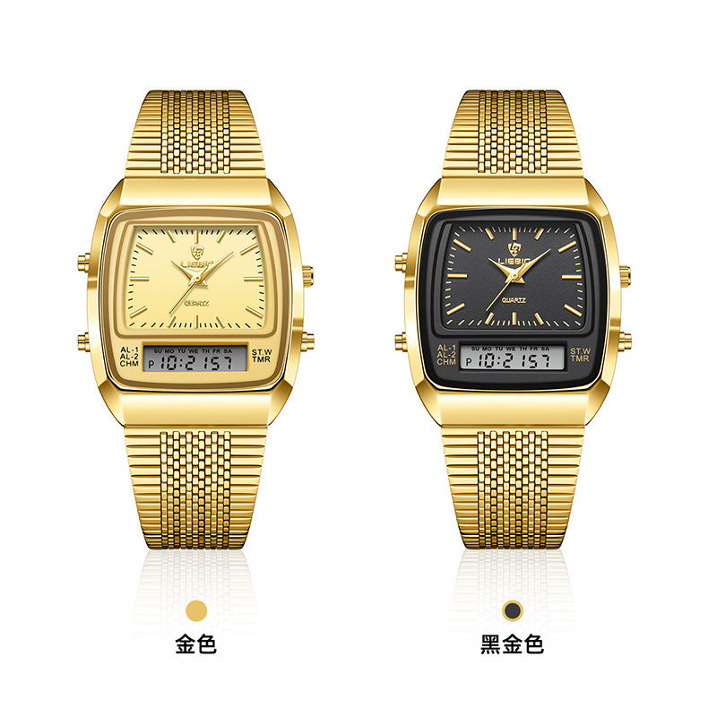 Business Casual Mesh Belt Watch – Waterproof Double Display