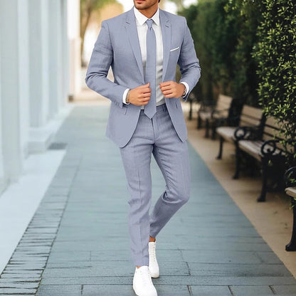Men's New Linen Single Row One Button Suit